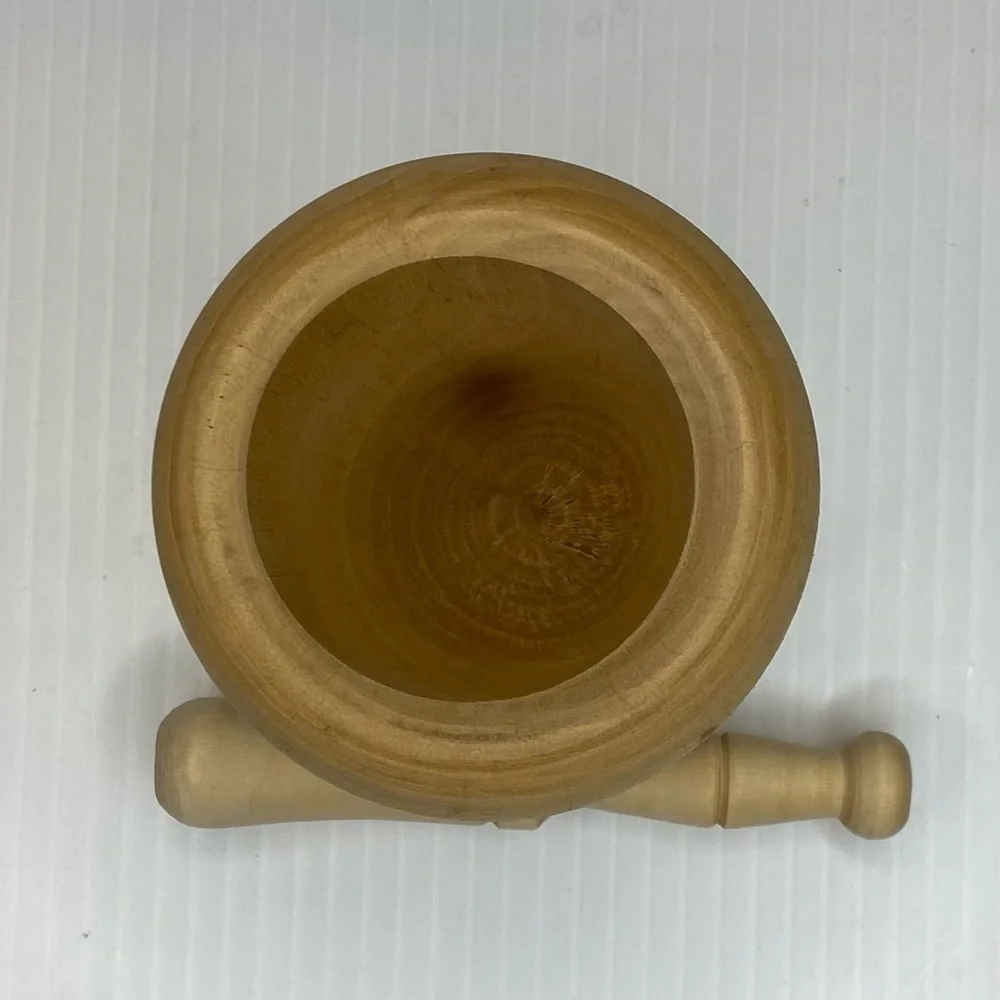 Vintage Apothecary Wooden Mortar & Pestle Set Made in Spain Herb Crusher Grinder